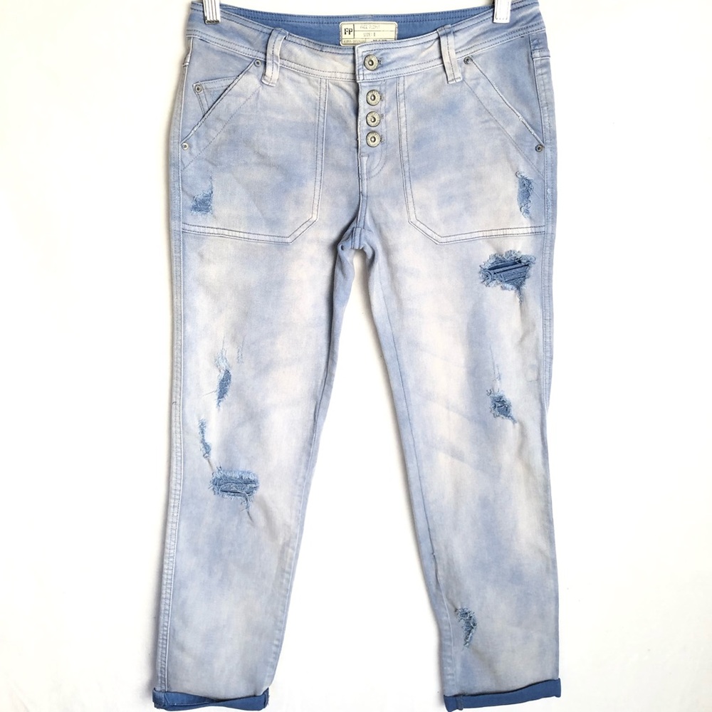 Free People Distressed Tie Dye Jeans Button Fly 0